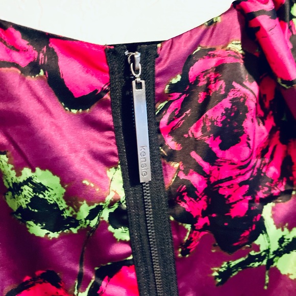 KENSIE Silky Painted Graffiti Roses Magenta Dress 12 NWT - Picture 5 of 12